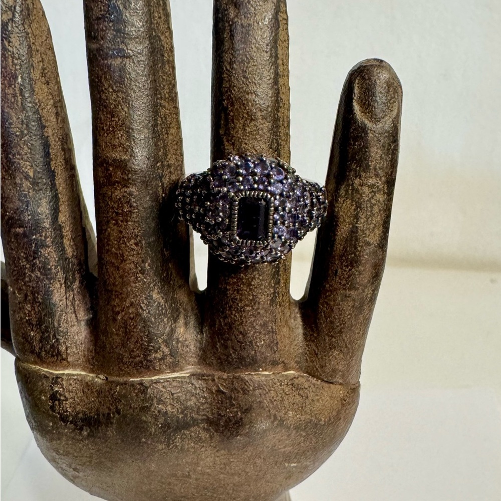 Iolite Gem Stone/ Sterling Silver Cluster Cocktail Ring